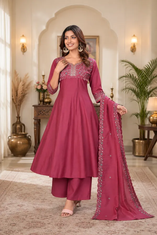 Magenta_Pink_Roman_Silk_Embroidered_Anarkali_Suit_Set
