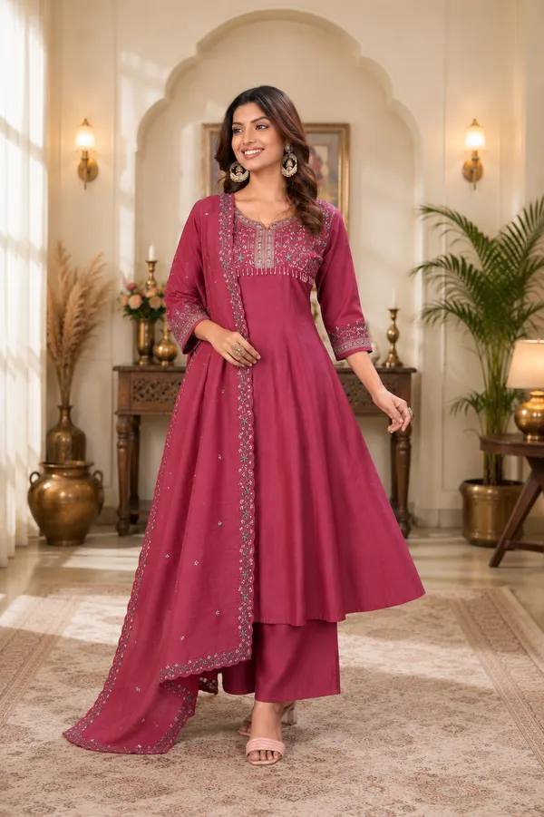 Magenta_Pink_Roman_Silk_Embroidered_Anarkali_Suit_Set