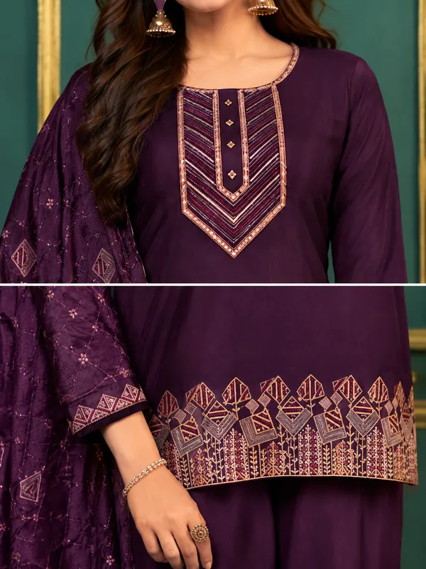Wine_Purple_Pure_Natural_Crepe_Embroidered_Kurta_Set