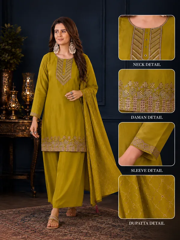 Mustard_Yellow_Natural_Crepe_Geometric_Embroidered_Kurta_Set