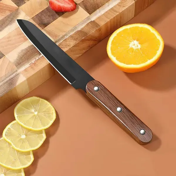 Premium_Black_Kitchen_Knife_with_Wooden_Handle,_Sharp_Stainless_Steel_Blade,_Multipurpose_Vegetable,_Fruit_&_Food_Cutting_Knife_for_Home_Kitchen