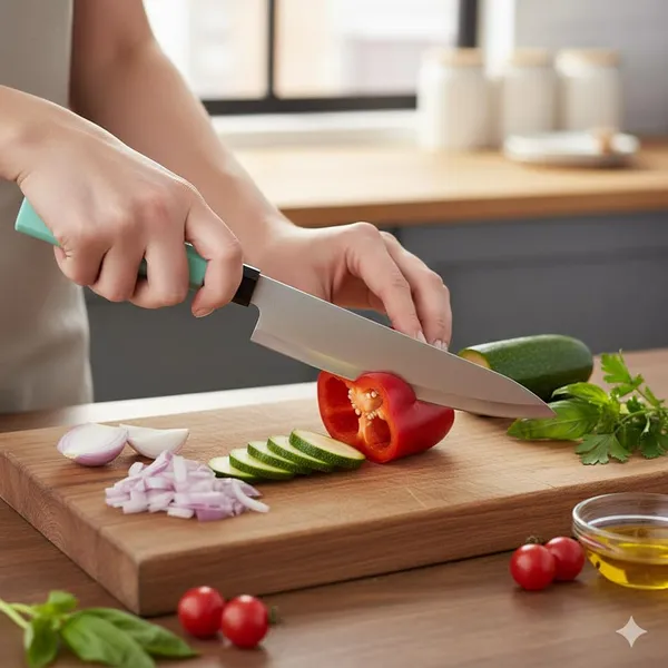 Stainless_Steel_Chef_Knife_with_Ergonomic_Mint_Green_Handle_|_Sharp_Kitchen_Chopping,_Slicing_&_Cutting_Knife_for_Fruits,_Vegetables_&_Meat