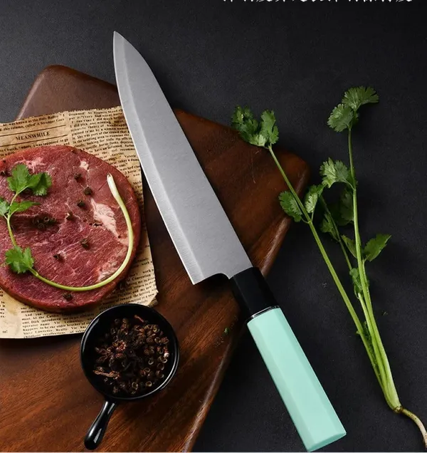 Stainless_Steel_Chef_Knife_with_Ergonomic_Mint_Green_Handle_|_Sharp_Kitchen_Chopping,_Slicing_&_Cutting_Knife_for_Fruits,_Vegetables_&_Meat