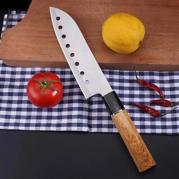 Stainless_Steel_Kitchen_Knife_with_Wooden_Handle,_Multipurpose_Vegetable_Fruit_Cutting_Knife_with_Hollow_Blade_Design_for_Chopping,_Slicing_&_Everyday_Cooking