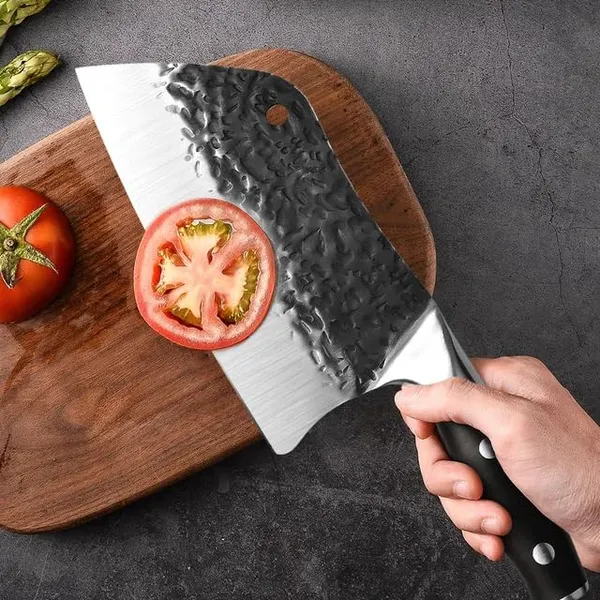 Premium_Stainless_Steel_Meat_Cleaver_Knife_with_Hammered_Blade,_Ergonomic_Wooden_Handle,_Heavy_Duty_Kitchen_Chopping_Knife_for_Meat,_Vegetables_&_Food_Preparation
