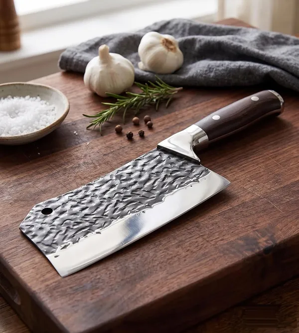 Premium_Stainless_Steel_Kitchen_Cleaver_Knife_with_Hammered_Blade_and_Ergonomic_Wooden_Handle_for_Vegetable_Cutting,_Meat_Chopping_&_Daily_Cooking