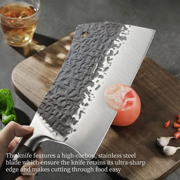 Premium_Stainless_Steel_Kitchen_Cleaver_Knife_with_Hammered_Blade_and_Ergonomic_Wooden_Handle_for_Vegetable_Cutting,_Meat_Chopping_&_Daily_Cooking