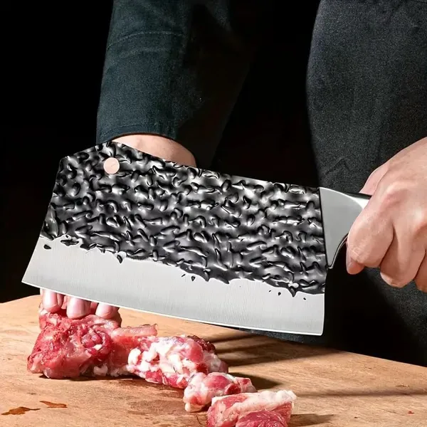 Premium_Stainless_Steel_Kitchen_Cleaver_Knife_with_Hammered_Blade_and_Ergonomic_Wooden_Handle_for_Vegetable_Cutting,_Meat_Chopping_&_Daily_Cooking