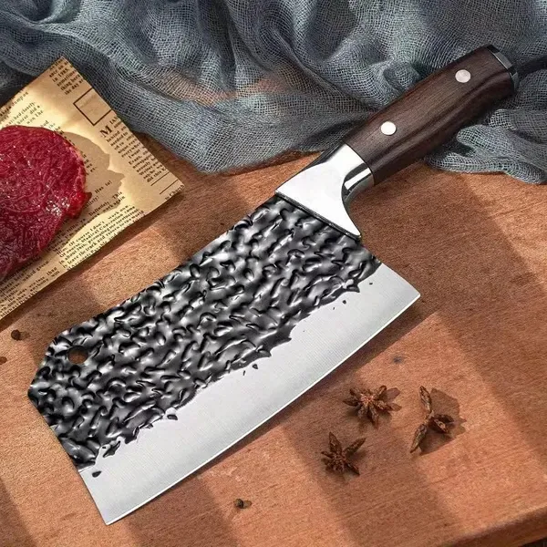 Premium_Stainless_Steel_Kitchen_Cleaver_Knife_with_Hammered_Blade_and_Ergonomic_Wooden_Handle_for_Vegetable_Cutting,_Meat_Chopping_&_Daily_Cooking