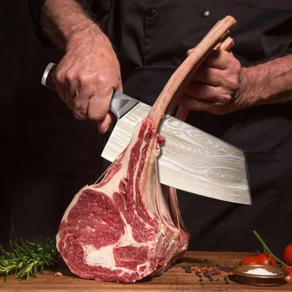 Premium_Damascus_Pattern_Kitchen_Cleaver_Knife_with_Ergonomic_Wood-Effect_Handle,_Wide_Sharp_Blade_for_Chopping,_Slicing_&_Everyday_Kitchen_Preparation