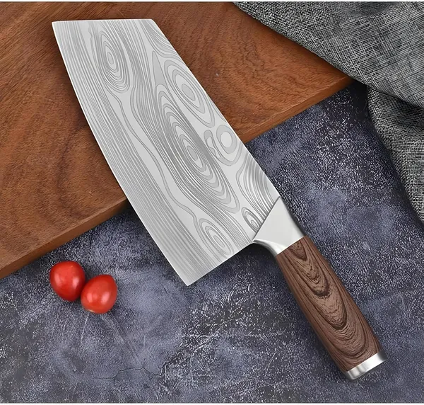 Premium_Damascus_Pattern_Kitchen_Cleaver_Knife_with_Ergonomic_Wood-Effect_Handle,_Wide_Sharp_Blade_for_Chopping,_Slicing_&_Everyday_Kitchen_Preparation