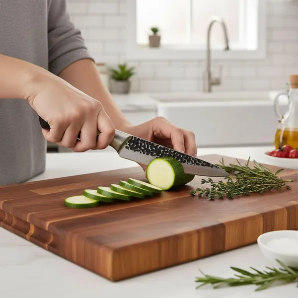 Premium_Chef_Knife_with_Hammered_Pattern_Blade,_Sharp_Kitchen_Cutting_Knife_with_Ergonomic_Black_Handle_for_Chopping,_Slicing,_Dicing_&_Everyday_Food_Preparation