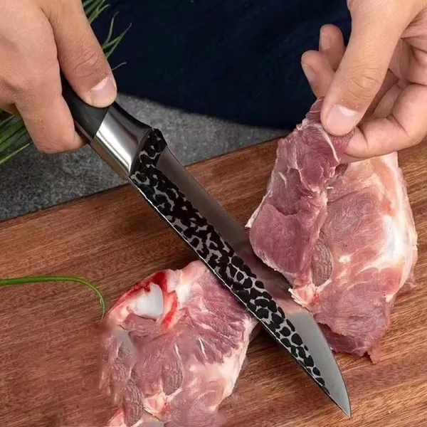 Premium_Chef_Knife_with_Hammered_Pattern_Blade,_Sharp_Kitchen_Cutting_Knife_with_Ergonomic_Black_Handle_for_Chopping,_Slicing,_Dicing_&_Everyday_Food_Preparation