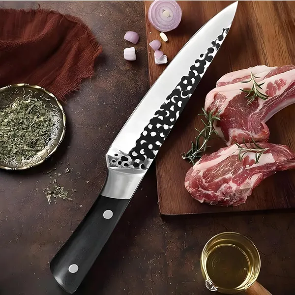 Premium_Stainless_Steel_Chef_Knife_with_Hammered_Blade_&_Ergonomic_Black_Handle_|_Multipurpose_Kitchen_Cutting_Knife_for_Chopping,_Slicing_&_Dicing