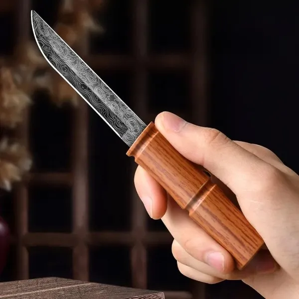Handcrafted_Pattern_Steel_Kitchen_Utility_Cutter_with_Wooden_Grip_Handle,_Multi_Purpose_Sharp_Prep_Tool_for_Fruits,_Vegetables,_Meat,_Cooking_Gift_Item
