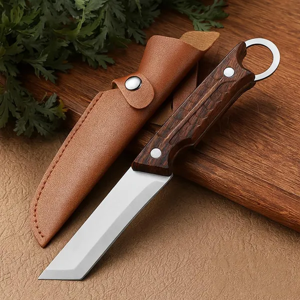 Stainless_Steel_Utility_Knife_with_Wooden_Finish_Handle_&_Protective_Sheath_|_Multipurpose_Kitchen_&_Cutting_Knife_with_Carry_Loop