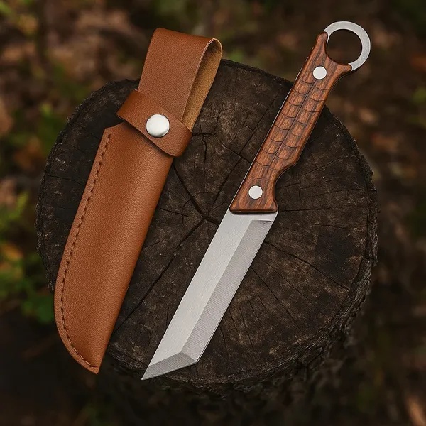 Stainless_Steel_Utility_Knife_with_Wooden_Finish_Handle_&_Protective_Sheath_|_Multipurpose_Kitchen_&_Cutting_Knife_with_Carry_Loop