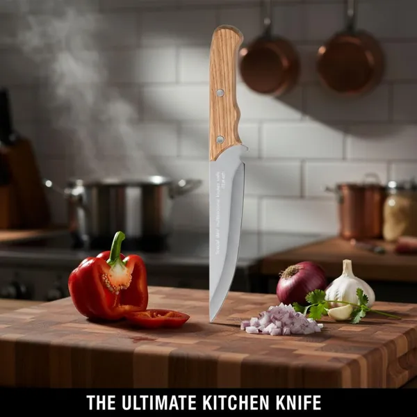 Premium_Stainless_Steel_Chef_Knife_with_Ergonomic_Wooden_Handle,_Multipurpose_Kitchen_Cutting_Knife_for_Fruits,_Vegetables,_Meat,_Bread_Chopping,_Slicing,_Dicing,_Home_&_Professional_Use