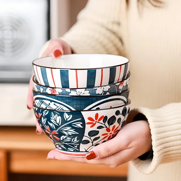 Japanese_Design_Ceramic_Bowls_Set_of_5_|_Floral_Printed_Serving_Bowls_|_Multipurpose_Rice,_Soup,_Curry_&_Snack_Bowls_|_Elegant_Tableware_for_Dining_&_Gifting