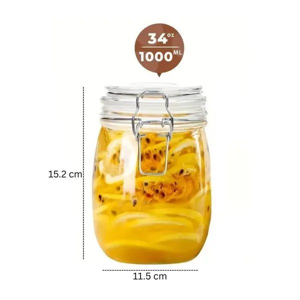 1000_ml_Airtight_Glass_Storage_Jar_with_Locking_Lid,_Transparent_Glass_Jar_for_Home_Organization_(Pack_of_4)(Square)