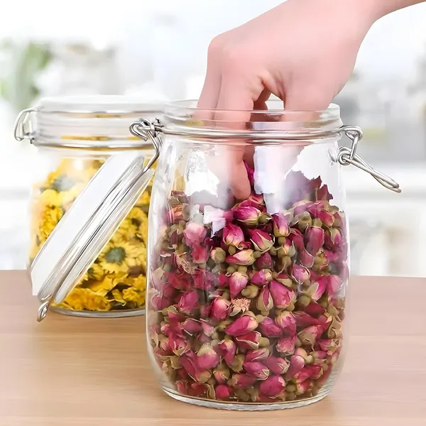1000_ml_Airtight_Glass_Storage_Jar_with_Locking_Lid,_Transparent_Glass_Jar_for_Home_Organization_(Pack_of_2)(Round)