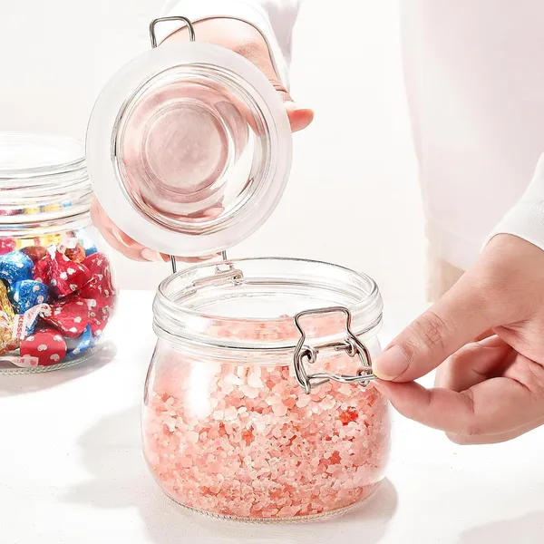 500_ml_Airtight_Glass_Storage_Jar_with_Locking_Clamp_Lid,_Food_Storage_Container_for_Kitchen,_Multipurpose_Glass_Jar_for_Spices,_Snacks,_Tea,_Pasta,_Grains,_Dry_Fruits,_Nuts_&_Other_Food_Items