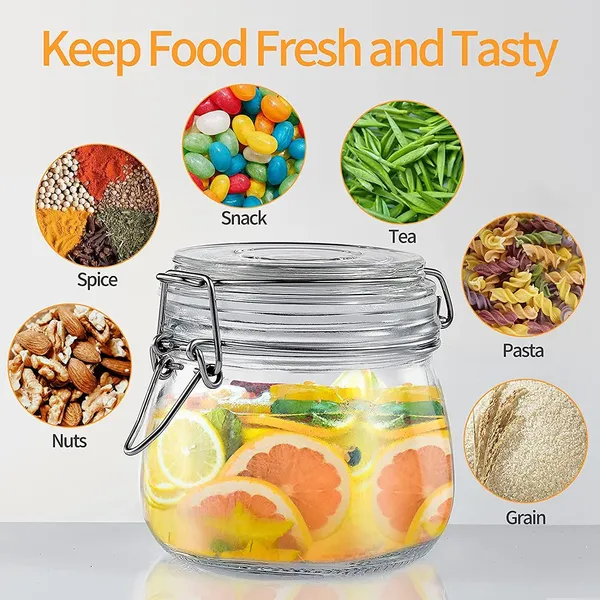 500_ml_Airtight_Glass_Storage_Jar_with_Locking_Clamp_Lid,_Food_Storage_Container_for_Kitchen,_Multipurpose_Glass_Jar_for_Spices,_Snacks,_Tea,_Pasta,_Grains,_Dry_Fruits,_Nuts_&_Other_Food_Items