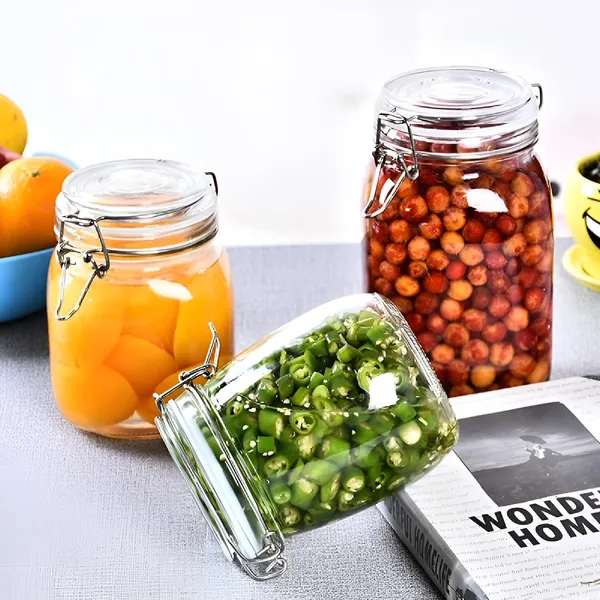 750_ml_Airtight_Glass_Storage_Jar_with_Lock_Lid_-_Clear_Food_Container_Canister_for_Kitchen_Pantry_Organization,_Coffee_Beans,_Tea,_Sugar,_Cookies,_Spices_&_Snacks_(Pack_of_4)(Square)