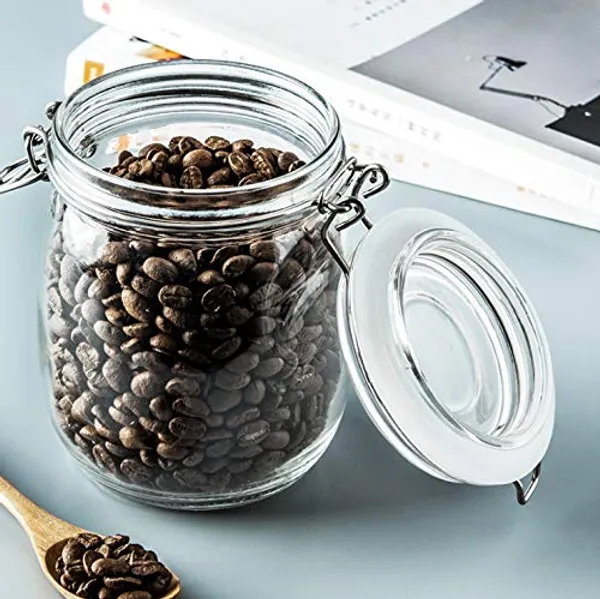 750_ml_Airtight_Glass_Storage_Jar_with_Lock_Lid_-_Clear_Food_Container_Canister_for_Kitchen_Pantry_Organization,_Coffee_Beans,_Tea,_Sugar,_Cookies,_Spices_&_Snacks_(Pack_of_4)(Square)