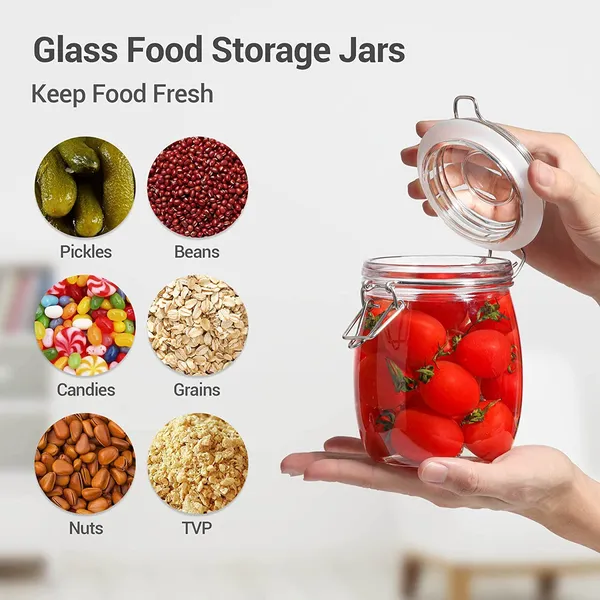 750_ml_Airtight_Glass_Storage_Jar_with_Lock_Lid_-_Clear_Food_Container_Canister_for_Kitchen_Pantry_Organization,_Coffee_Beans,_Tea,_Sugar,_Cookies,_Spices_&_Snacks_(Pack_of_4)(Square)