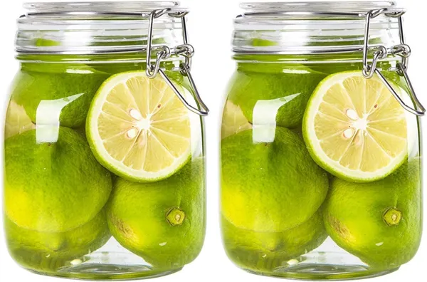 750_ml_Airtight_Glass_Storage_Jar_with_Lock_Lid_-_Clear_Food_Container_Canister_for_Kitchen_Pantry_Organization,_Coffee_Beans,_Tea,_Sugar,_Cookies,_Spices_&_Snacks_(Pack_of_4)(Round)