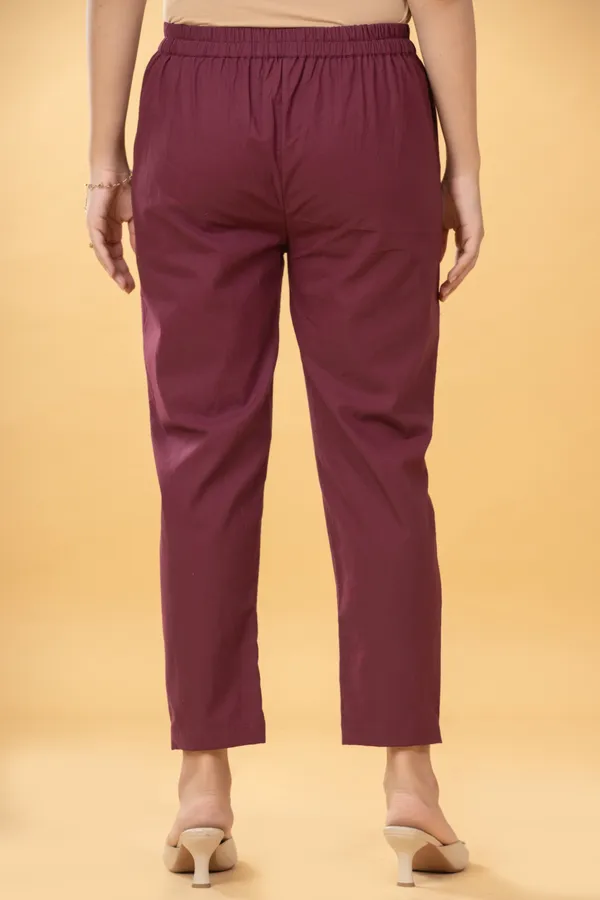Maroon_Cotton_Straight_Fit_Pants_For_Women