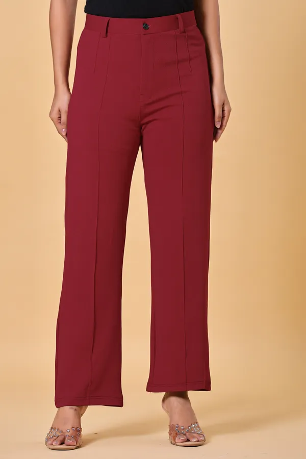 Maroon_Lycra_Cotton_Straight_Fit_Trousers_For_Women