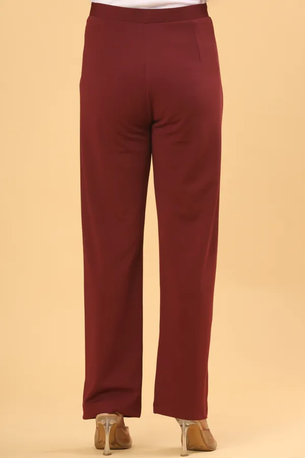 Maroon_Lycra_Straight_Fit_Trousers_For_Women