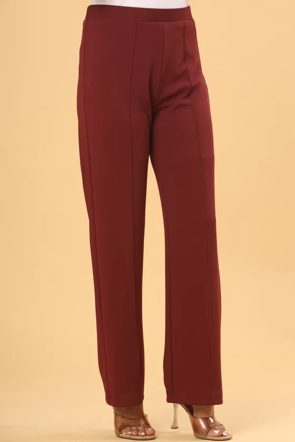 Maroon_Lycra_Straight_Fit_Trousers_For_Women