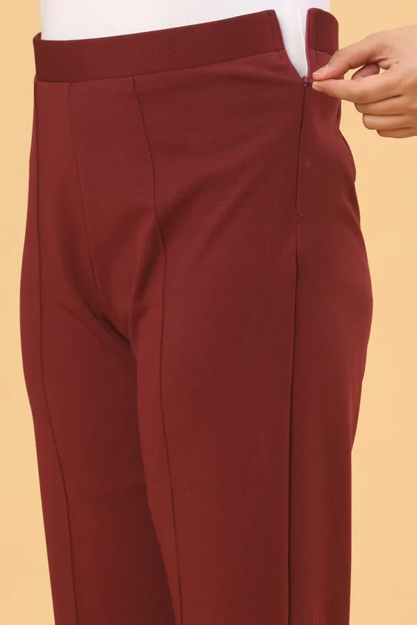 Maroon_Lycra_Straight_Fit_Trousers_For_Women