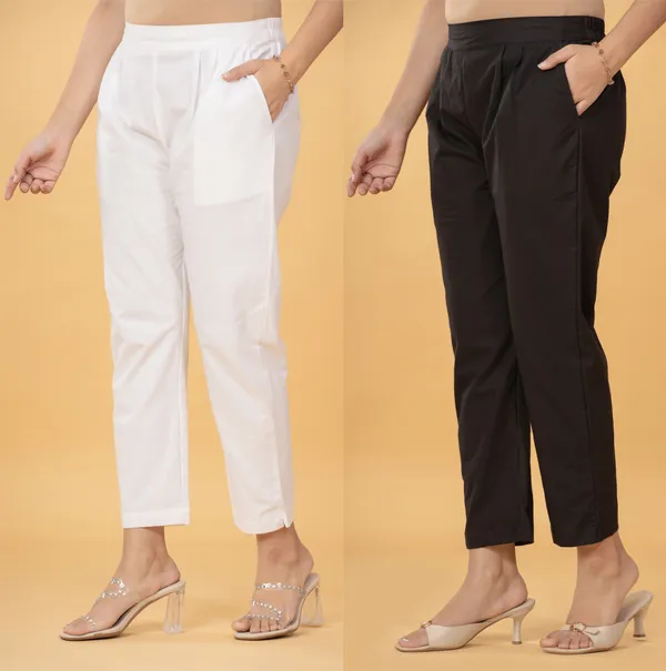 White_And_Black_Cotton_Straight_Fit_Trousers_For_Women