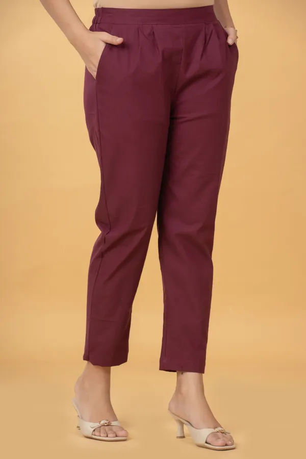 Maroon_Cotton_Straight_Fit_Pants_For_Women