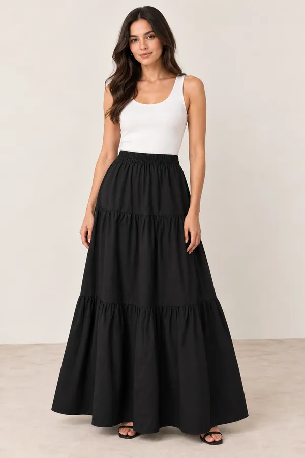 Black_Cotton_Tiered_Maxi_Skirt_For_Women