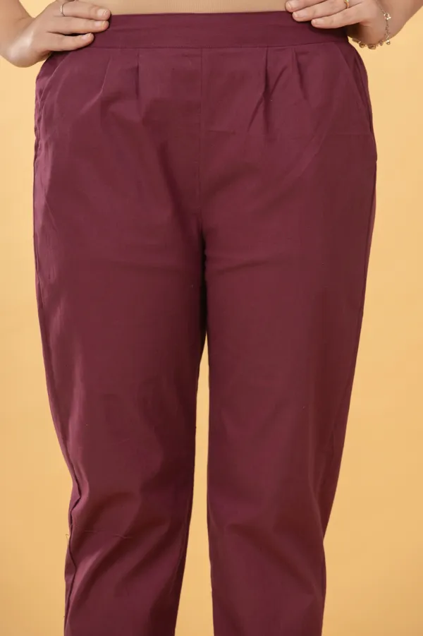 Maroon_Cotton_Straight_Fit_Pants_For_Women