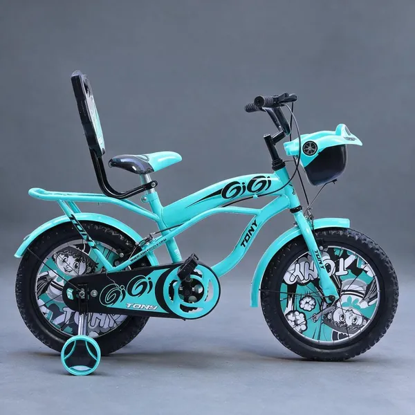 TONY_Gi_Gi_14T_Kids_Cycle_with_Side_Wheels_|_Heavy_Duty_Frame_|SEAT_&_B/REST,_Ideal_for_3_to_5_Years_Boys&Girls_Kids_Bike_(C_GREEN)_98%_Assembled_|_TUBELESS_Tyres_|_ONLY_Simple_4_Steps_for_Cycle_Fittin4