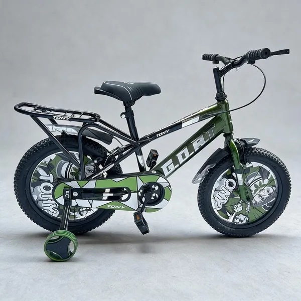 TONY_GOAT14T_Kids_Cycle_with_Side_Wheels_|_Heavy_Duty_Frame_|PU_Foam_SEAT|_Ideal_for_3_to_5_Years_Boys&Girls_Kids_Bike_(GREEN)_98%_Assembled_|_TUBELESS_Tyres_|_ONLY_Simple_3_Steps_for_Cycle_Fittin4