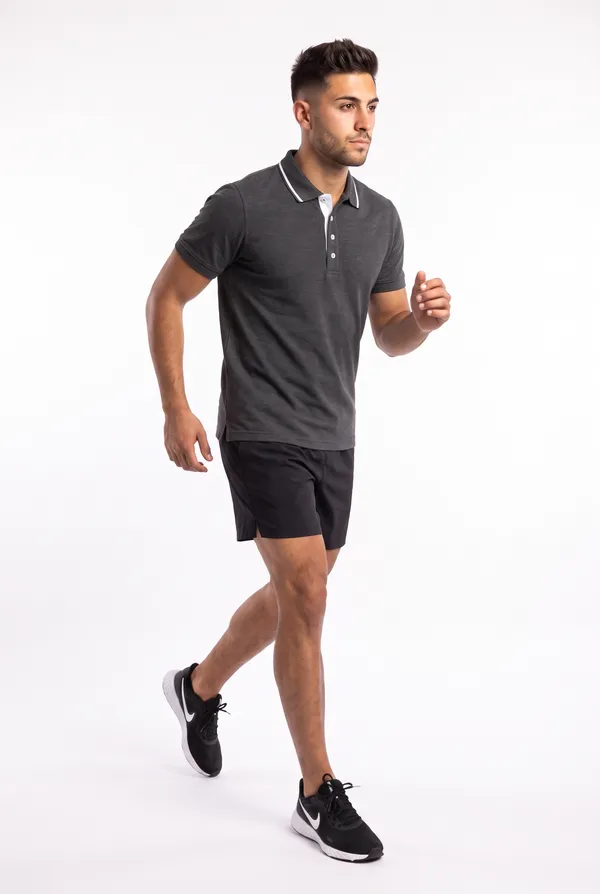 Charcoal_Polo_T-Shirt_And_Shorts_Set_For_Men