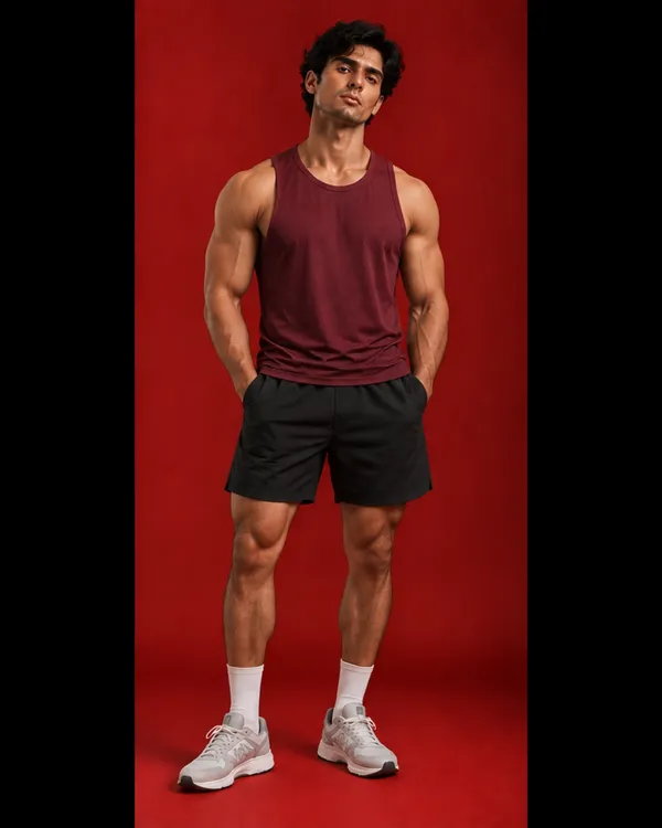Maroon_Textured_Sleeveless_Tank_Top_For_Men