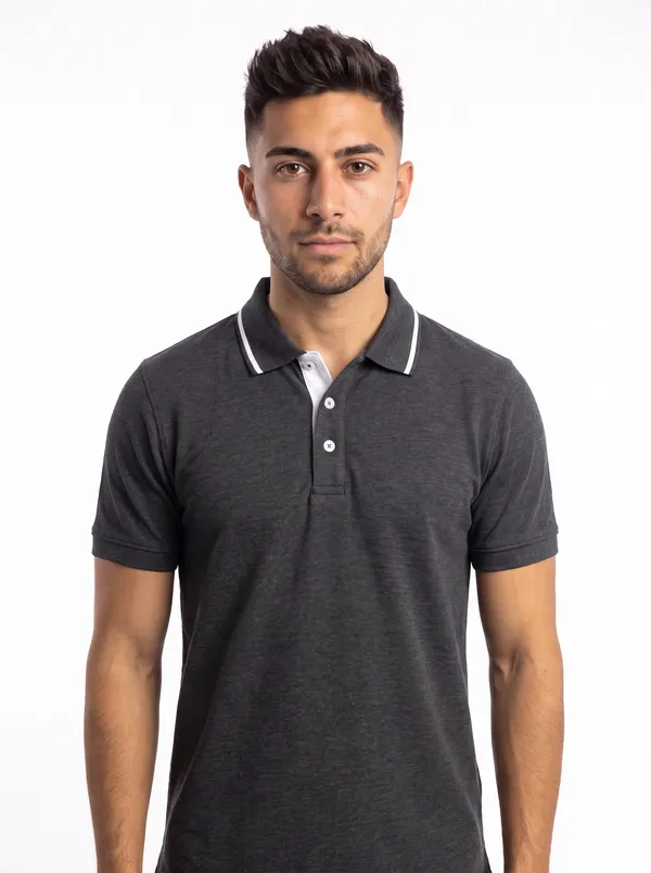 Charcoal_Polo_T-Shirt_And_Shorts_Set_For_Men