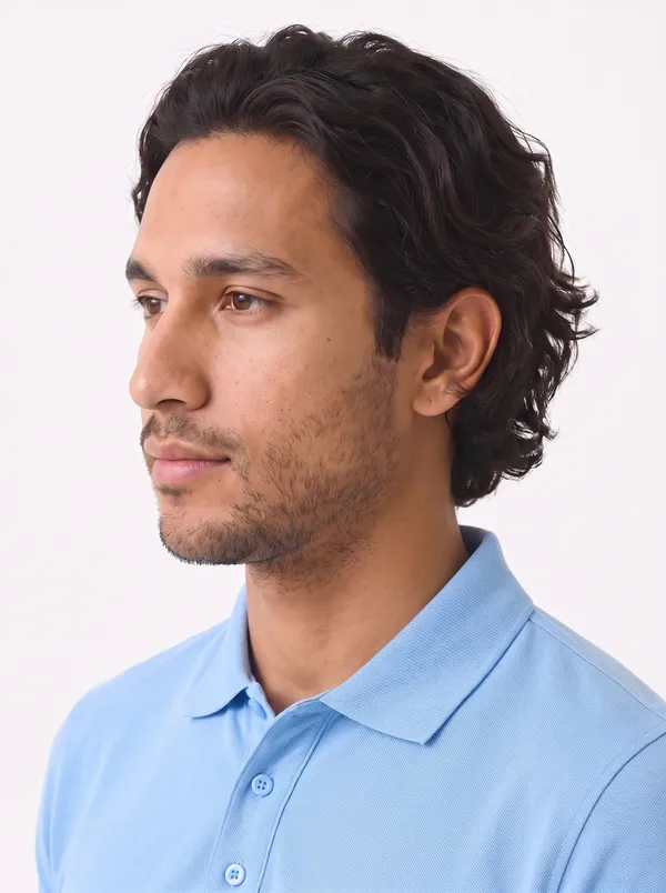 Light_Blue_Knit_Regular_Fit_Polo_T_Shirt_For_Men