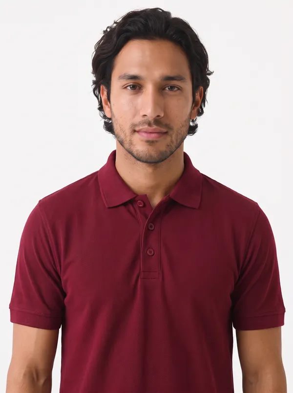 Maroon_Regular_Fit_Polo_T-Shirt_For_Men