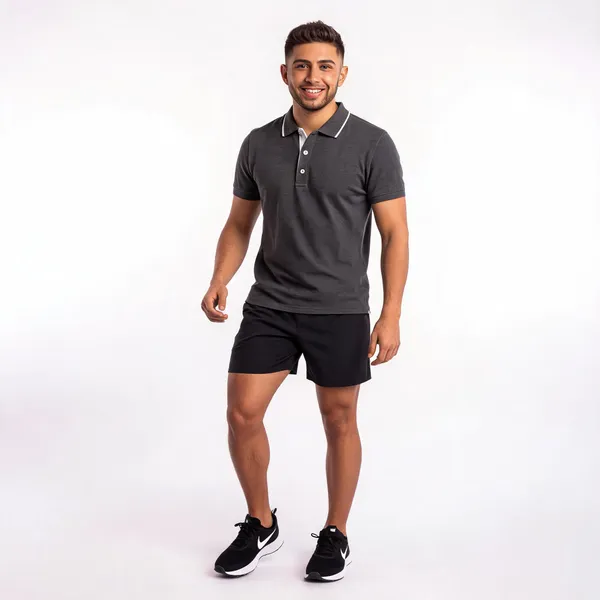 Charcoal_Polo_T-Shirt_And_Shorts_Set_For_Men