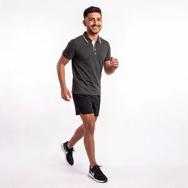 Charcoal_Polo_T-Shirt_And_Shorts_Set_For_Men