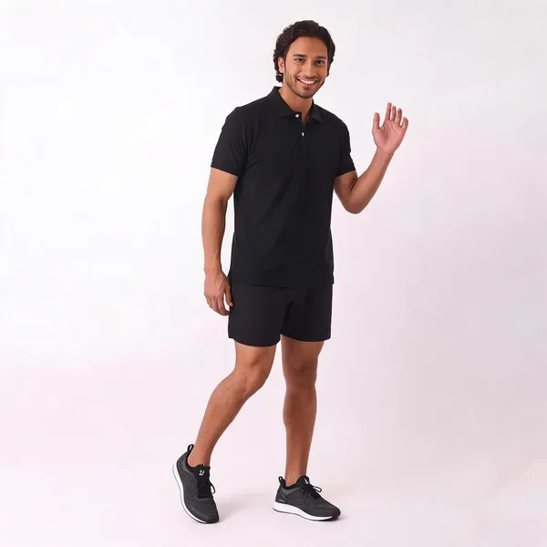 Black_Sports_Polo_Shorts_Set_For_Men